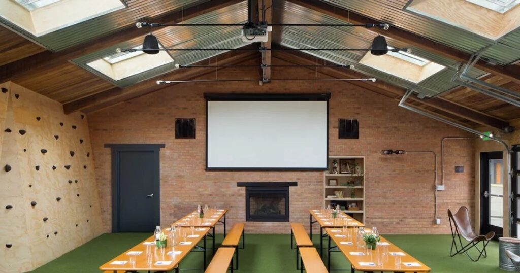 Communal space at the Basecamp hotel in Boulder