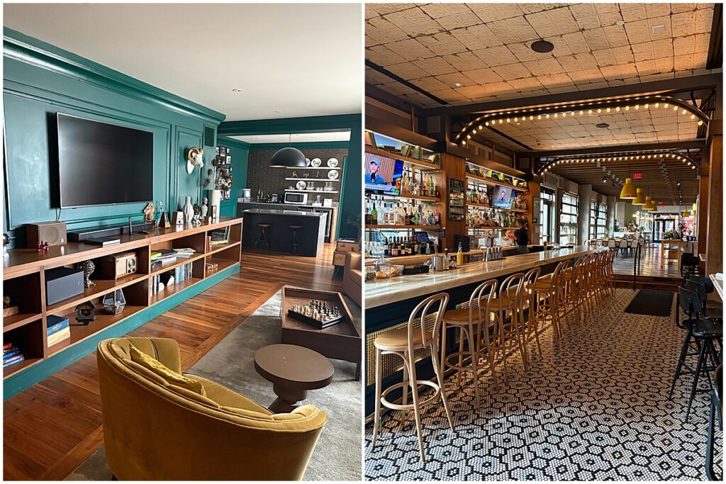 A speciality suite and the bar area at the Emporium restaurant at The Elizabeth Hotel