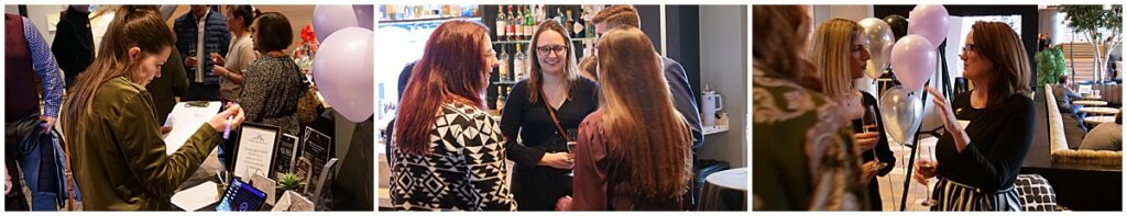 guests mingling at a grand opening event